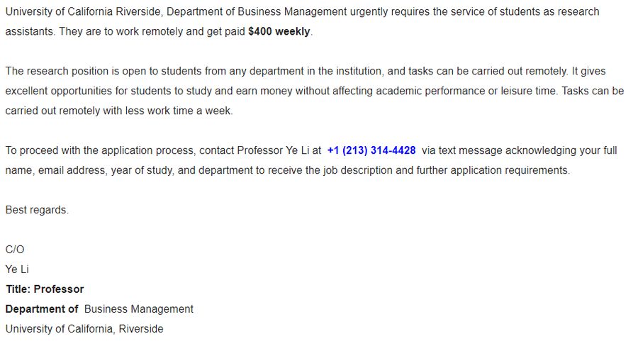 Fraud email example 5